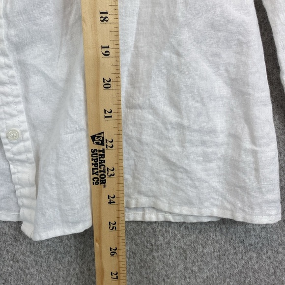 Grace Elements linen button up blouse crisp white size 10 S/M beachy minimalist - Picture 5 of 9